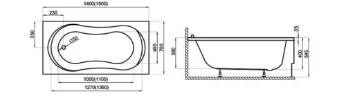 купить Ванна Polimat Gracja 150x70 + suport (acryl) в Кишинёве 