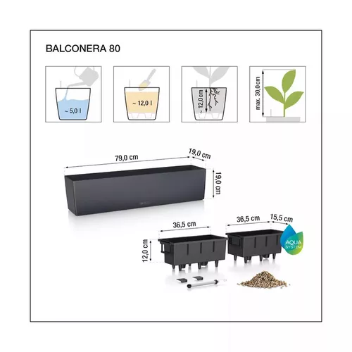 cumpără Ghiveci pentru flori Lechuza Balconera Color 80, Slate în Chișinău 