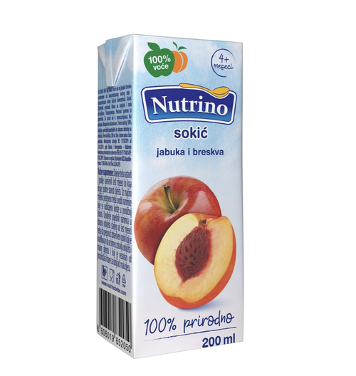 Сок Nutrino яблочно-персиковый (4+ мес) 200 мл 