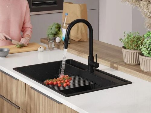 купить Мойка кухонная Primagran Oslo 80 Pocket Multilevel Black metallic + accesorii 530x780 MOHKG в Кишинёве 