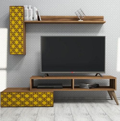 cumpără Set mobilă living Trendy Planeta, Nuc, Galben 150x37x37cm în Chișinău 