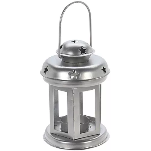 купить Свеча Promstore 52526 Металлический подсвечник "Шестиугольный фонарь" 15x12 см, серебристый в Кишинёве 