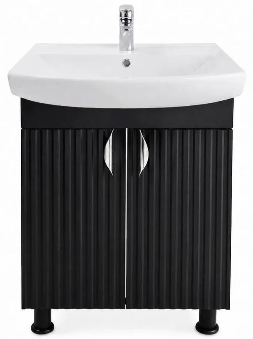 cumpără Dulap pentru lavoar Mashtab 12467 Aqua (CL) cu 2 uși 600x370x850 Negru mat în Chișinău 