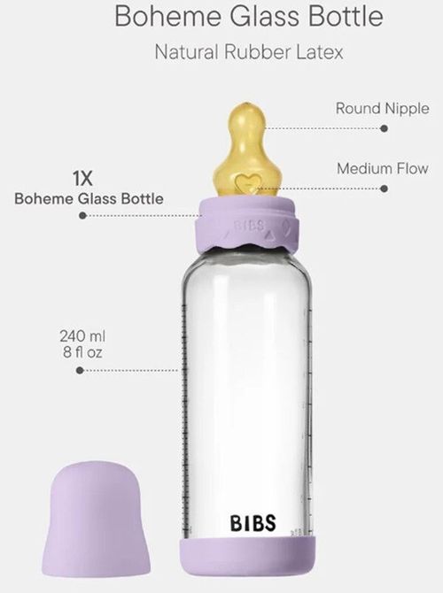 купить Поильник BIBS 50202291 Biberon din sticla anticolici Boheme Violet Sky cu tetina din latex 3+ luni, 240ml в Кишинёве 