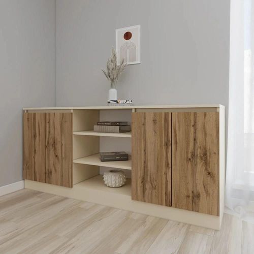 cumpără Comodă Smartex (16312) Т5 180cm Ivory+Stejar Inchis în Chișinău 