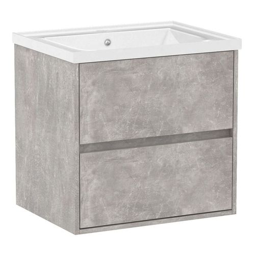 Set mobilier TEO 65cm beton: unitate de perete, 2 sertare + suport lavoar suport 