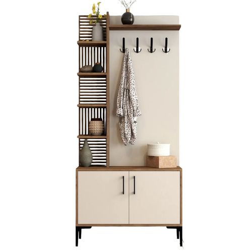 cumpără Mobilă pentru antreu Trendy Viyana D, Nuc, Smantana, 90x200x35cm (GTR001345) în Chișinău 