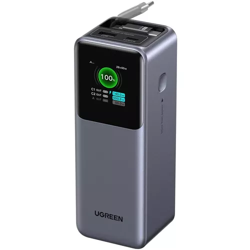 купить Аккумулятор внешний USB (Powerbank) Ugreen 55987B, Nexode Flight Approved 20000mAh, 165W, with Retractable USB-C Cable, Grey в Кишинёве 