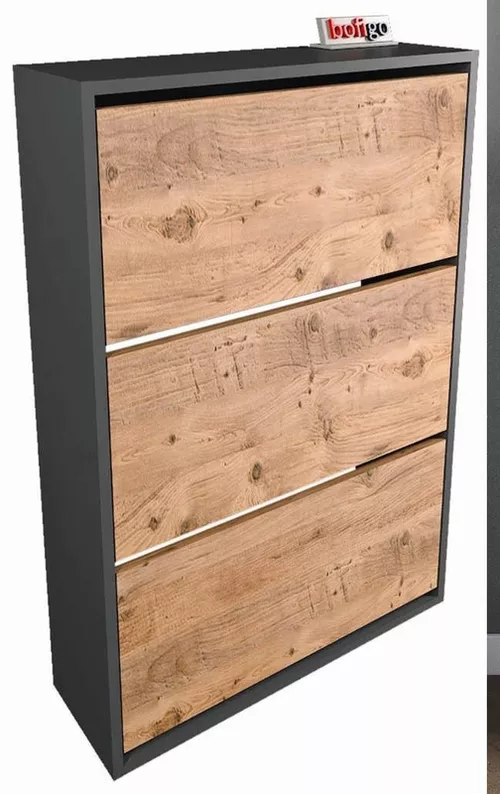 купить Полка для обуви Nex Home Полка для обуви, 3 отделения, 74x24x111 см, Антрацит/Дуб (18-03-82) в Кишинёве 