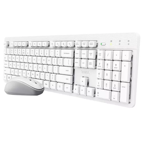купить Клавиатура + Мышь Trust ODY II Wireless Silent Keyboard and Mouse Set, White в Кишинёве 