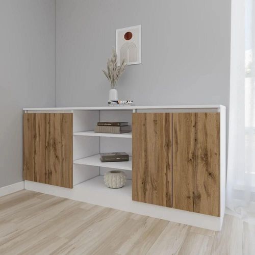 cumpără Comodă Smartex (16296) Т5 160cm Alb+Stejar inchis în Chișinău 