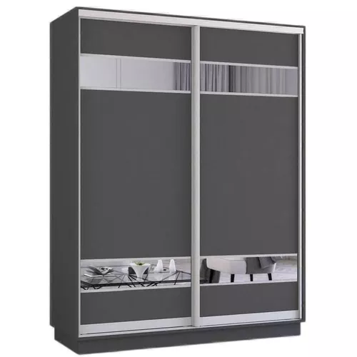 cumpără Dulap Mobildor-Lux Fox uși glisante din PAL cu elemente din oglindă (230x60x200H cm) Anthracite în Chișinău 