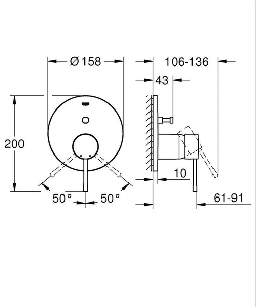 cumpără Baterie de duș Grohe Essence Phantom Dus 2 cai Black 24167KF1 (ingropata) în Chișinău 