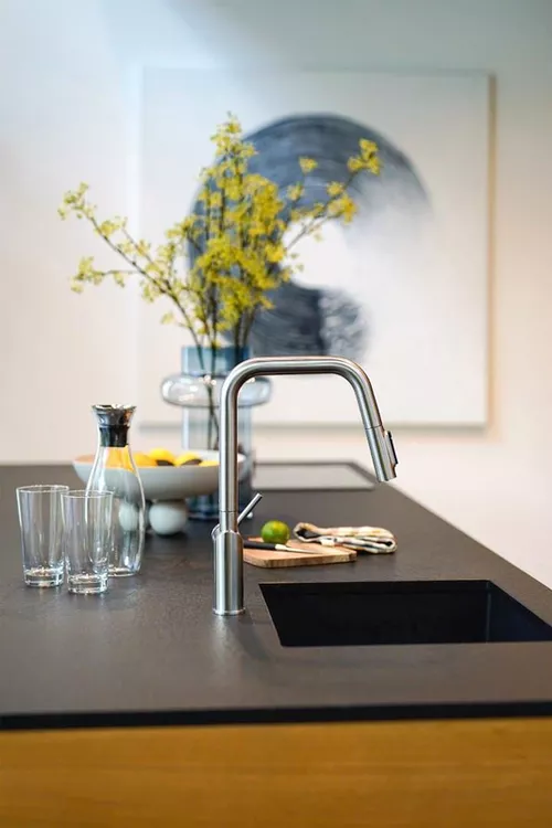 купить Смеситель кухонный kfa armatura Duero Pure Style с фильтром Profine blue small вытяжной Inox в Кишинёве 