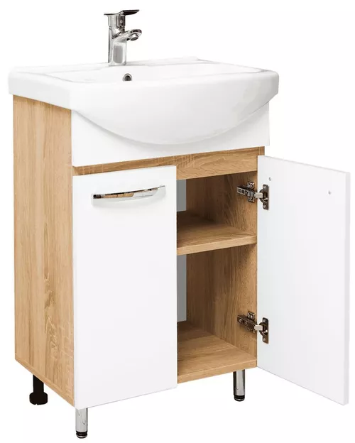 купить Шкаф под умывальник Mashtab 11327 Agat cu 2 usi 60cm Alb-Sonoma в Кишинёве 