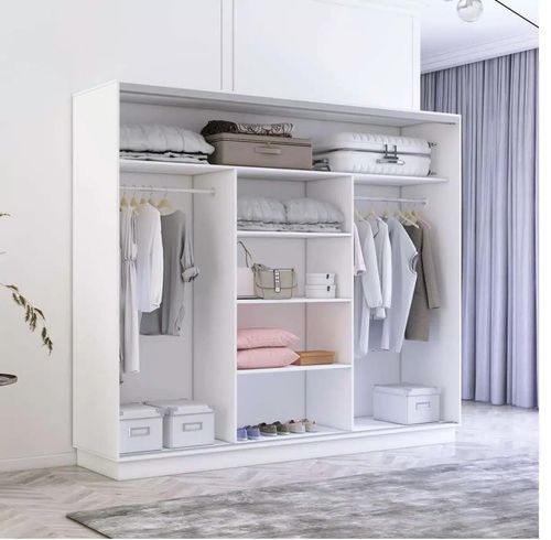 купить Шкаф Mobildor-Lux Fox uși glisante din oglinzi (260x60x210H cm) Alb в Кишинёве 