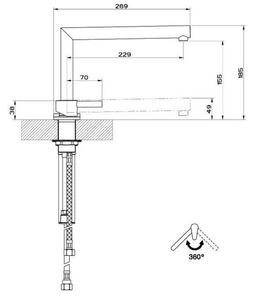 купить Смеситель кухонный Gessi 50107-031 Suggiu Chrome в Кишинёве 