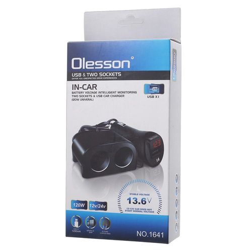 купить Разветвитель для прикуривателя Olesson NO.1641 с проверкой напряжения, двойник в Кишинёве 