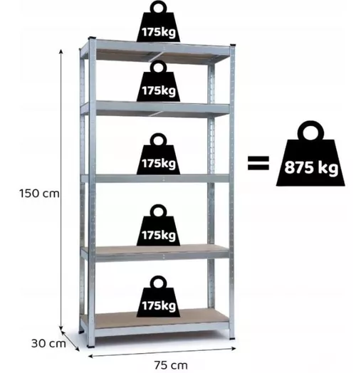 cumpără Raft de depozitare FunFit Metal Storage 150x75x30cm (3266) складской în Chișinău 