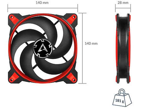 cumpără Case/CPU FAN Arctic BioniX P140 Red, eSport fan, PWM PST, 140x140x28 mm, 4-pin, 200-1950rpm, Noise 0.45 Sone, 77.6 CFM / 131.92 m3/h în Chișinău 