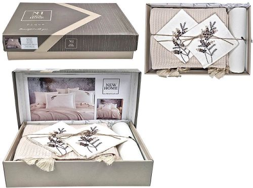 купить Домашний текстиль Promstore 57065.4 Lenjerie de pat 2pers NewHome Pike Bej cu broderie в Кишинёве 