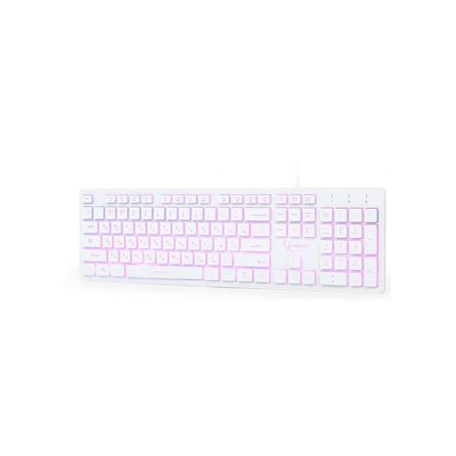 cumpără Tastatura Gembird KB-UML3-01-W-RU Multimedia keyboard, Silent, 3-color backlight, 12 practical multimedia hotkeys, RU layout, USB, White în Chișinău 