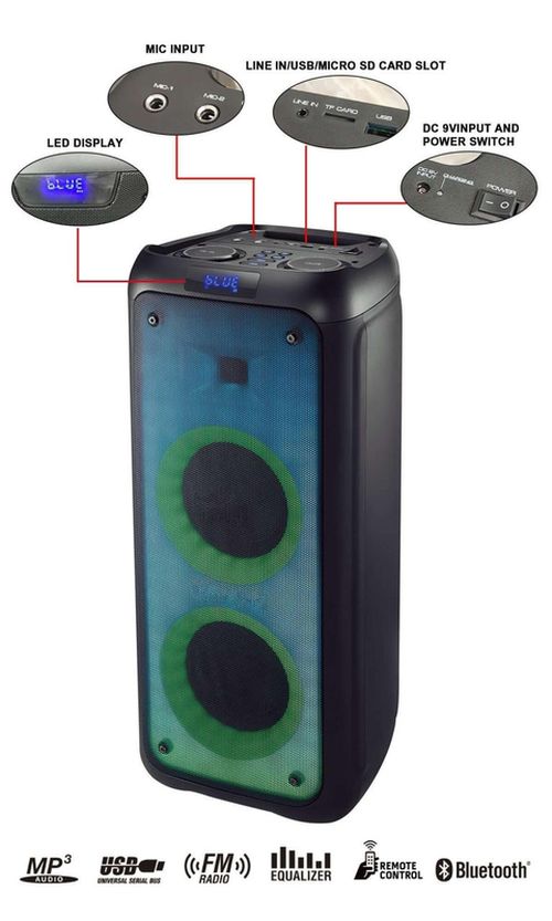 купить Колонка портативная Bluetooth Eden Party Speaker ED-505, 32W, 5.5, Black в Кишинёве 