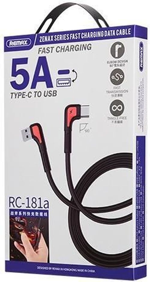 cumpără Cablu telefon mobil Remax RC-181a Black, USB-Type C în Chișinău 