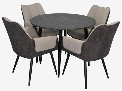 купить Комплект стол и стулья Evelin di Costacurta стол DT 402-6B + 4 стула QT-227B Light grey/Dark grey в Кишинёве 