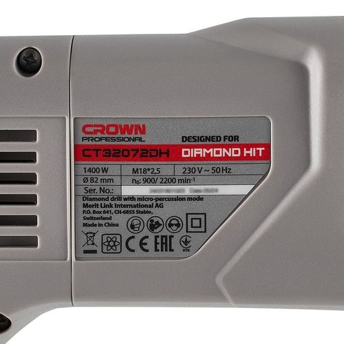 купить Дрель Crown CT32072DH BMC Дрель aлмазного сверления 1400W M18х2.5 в Кишинёве 