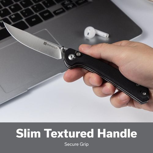 купить Нож походный Sencut S25007-2 Skelfin, G10 negru, Button Lock в Кишинёве 
