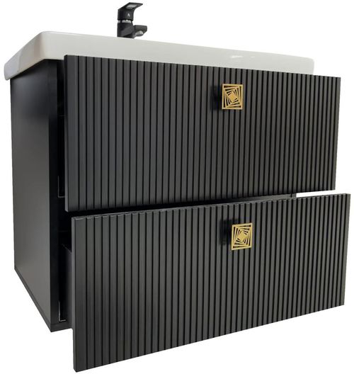 cumpără Dulap pentru lavoar Mashtab 11871 Toledo cu 2 sertare 70cm Negru Mat în Chișinău 