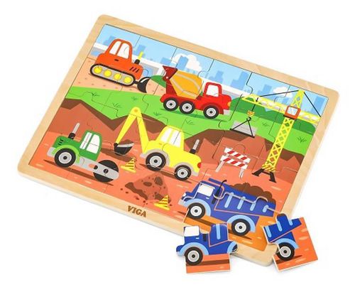 купить Головоломка Viga 51463 24-Piece-Puzzle Construction Vehicles в Кишинёве 