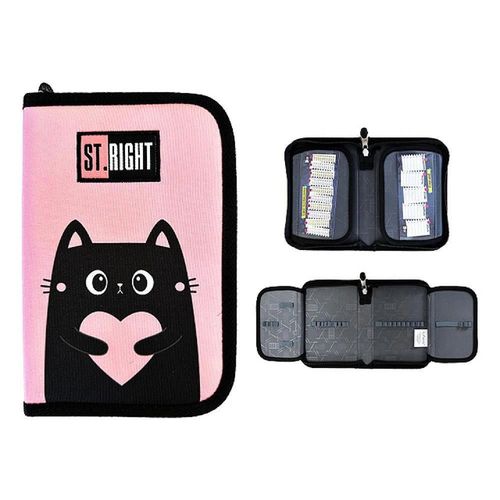 купить Школьный пенал St.RIGHT 57818 Penar 1zip, 20.5x14x3.5cm, Purrfect Love, textil в Кишинёве 