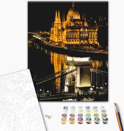 cumpără Tablou pe numere BrushMe BS52549FC 40х50 сm (fără cutie) Budapesta de noapte în Chișinău 