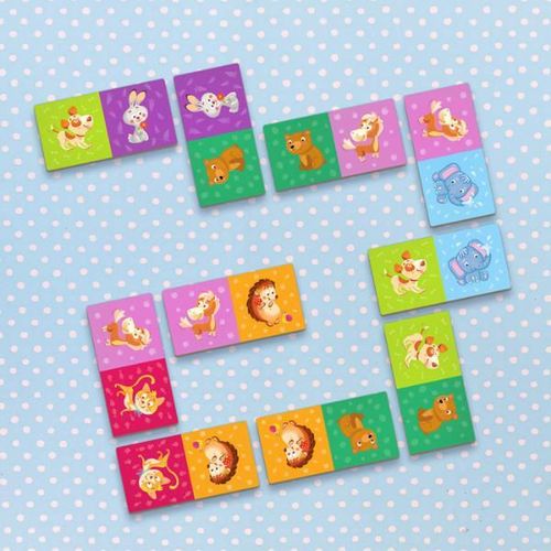 купить Настольная игра Dodo 300248 Domino cu animale, 28 cărți в Кишинёве 