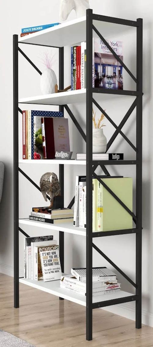 купить Офисный стеллаж Nex Home Книжный шкаф, 5 отделений, 66x34x157 см, Белый (15-01-01) в Кишинёве 