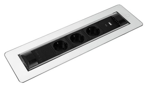купить Розетка электрическая ASA Plastici 060.24F.00032 Versaturn 3.0 3 sockets F+ 1 USB 5V(A+C) White glass в Кишинёве 