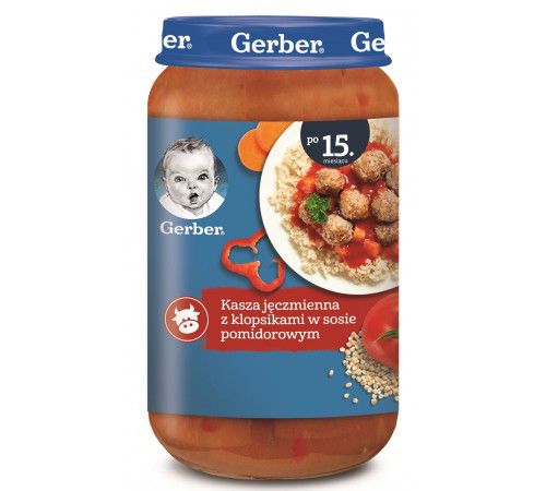 Пюре Gerber Junior перловая каша с тефтелями в томатном соусе (15+ мес) 250 г 