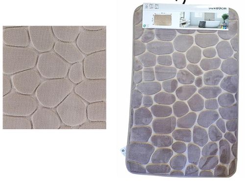 купить Коврик для ванной MSV 56190 Pebble 50x80cm bej-gri, microfibra в Кишинёве 