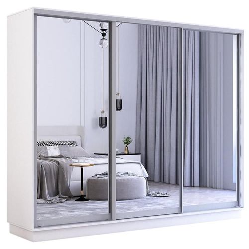 купить Шкаф Mobildor-Lux Fox uși glisante din oglinzi (260x60x210H cm) Alb в Кишинёве 