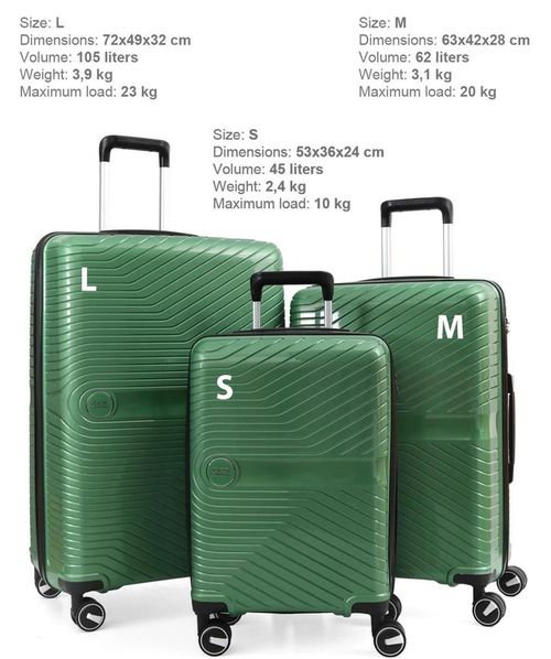 cumpără Valiză CCS 5239 Set Metalic Green în Chișinău 