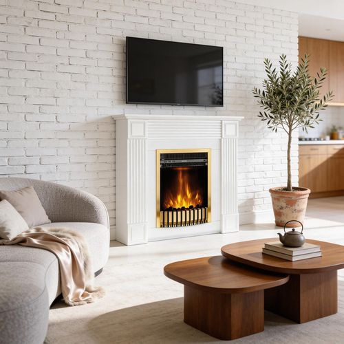 купить Камин электрический ArtFlame Nexor & Gala Gold, 950x1000x270mm, Alb в Кишинёве 