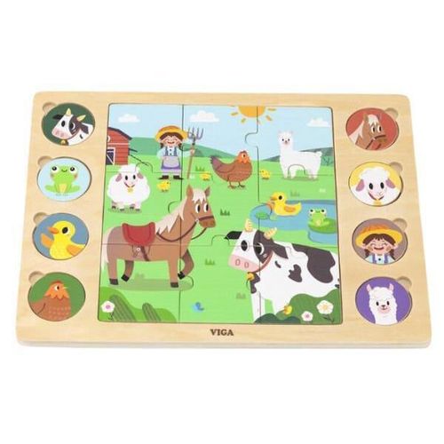 купить Головоломка Viga 44741 Puzzle din lemn Animale de fermă, 17 elem. в Кишинёве 