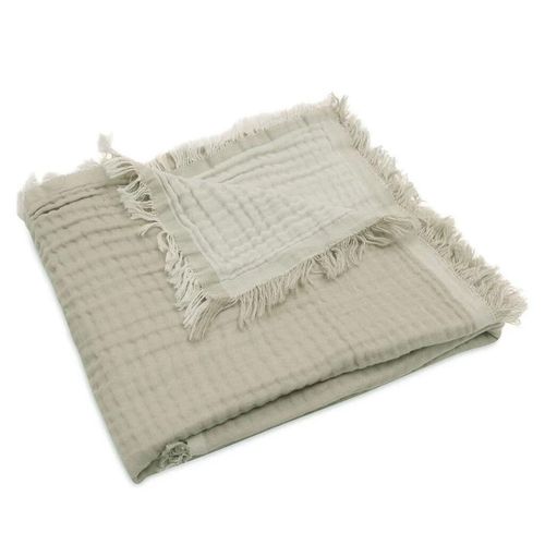 cumpără Set de perne si plapume Jollein 521-557-68014 Paturica Fringe Olive Green/Ivory GOTS, 120x120cm în Chișinău 