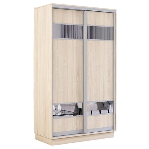 cumpără Dulap Mobildor-Lux Fox uși glisante din PAL cu elemente din oglindă (100x60x200H cm) Sonoma în Chișinău 