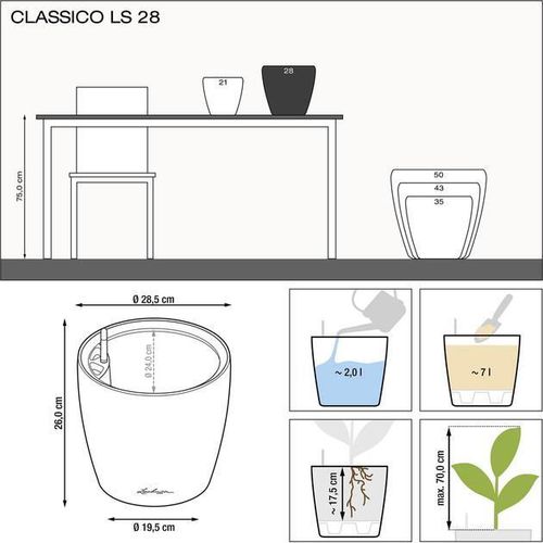 купить Цветочный горшок Lechuza Classico Premium 28 LS, Black в Кишинёве 