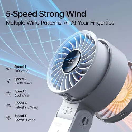 cumpără Ventilator portativ JisuLife Life7, 2.5-13h, 3600mAh, 5 viteze, Roz (KF2331326) în Chișinău 