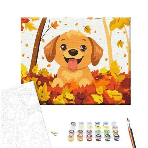 cumpără Tablou pe numere BrushMe KBS0173FC 30x40сm (fără cutie) Cățel fericit în Chișinău 