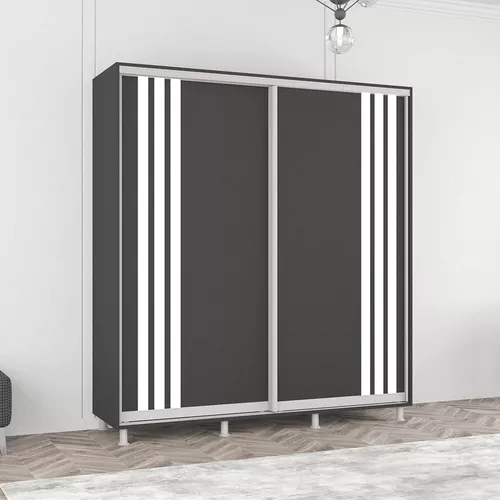 купить Шкаф Mobildor-Lux Арон с раздвижными дверцами с планками (190x60x240H см) Антрацит в Кишинёве 